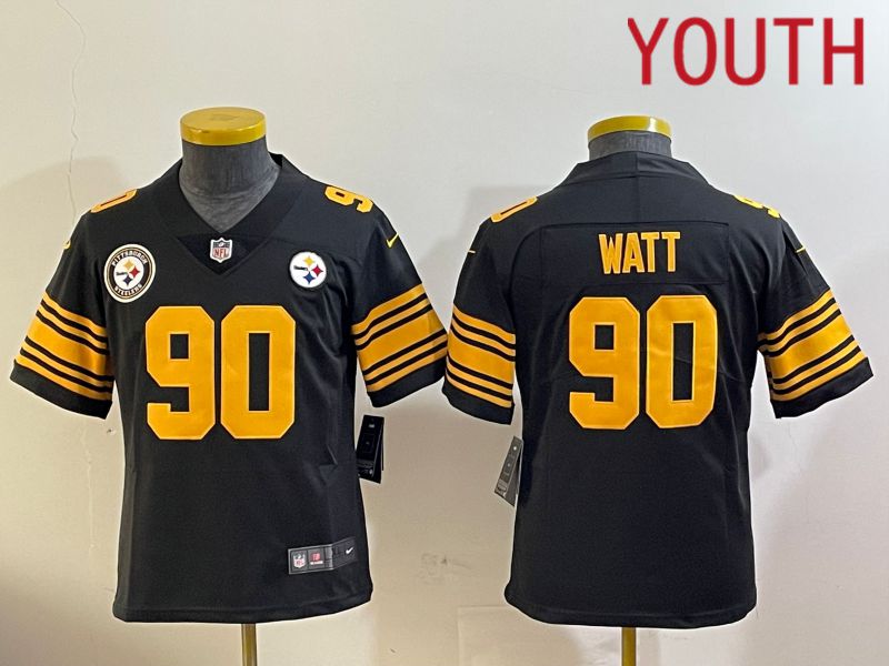 Youth Pittsburgh Steelers 90 Watt Black 2024 Nike Limited NFL Jersey style 1